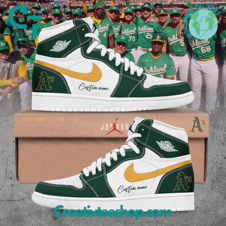 Oakland Athletics AJ1 High Sneakers Shoes For Men And Women