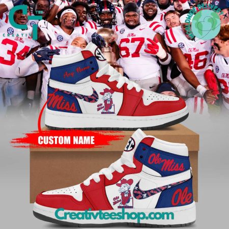 Ole Miss Rebels AJ1 High Sneakers Shoes For Men And Women