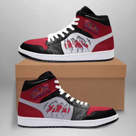 Ole Miss Rebels AJ1 High Sneakers Shoes For Men And Women
