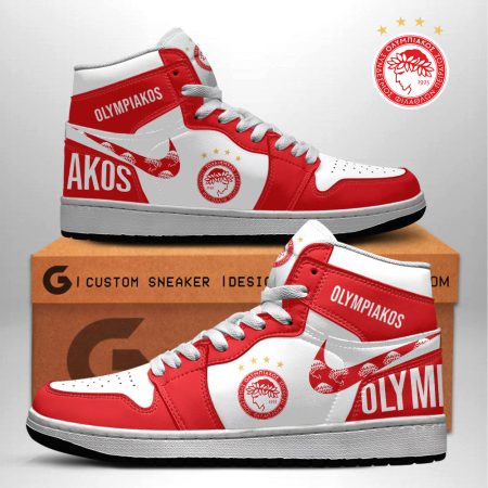 Olympiakos F.C. AJ1 High Sneakers Shoes For Men And Women