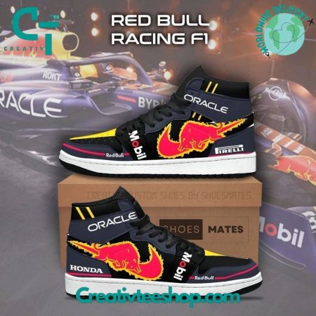 Oracle Red Bull   AJ1 High Sneakers Shoes For Men And Women