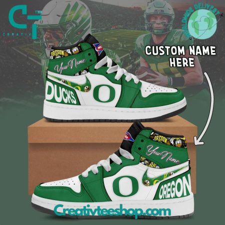 Oregon Ducks AJ1 High Sneakers Shoes For Men And Women