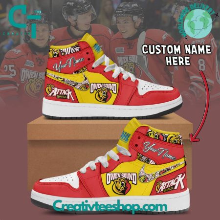 Owen Sound Attack  AJ1 High Sneakers Shoes For Men And Women