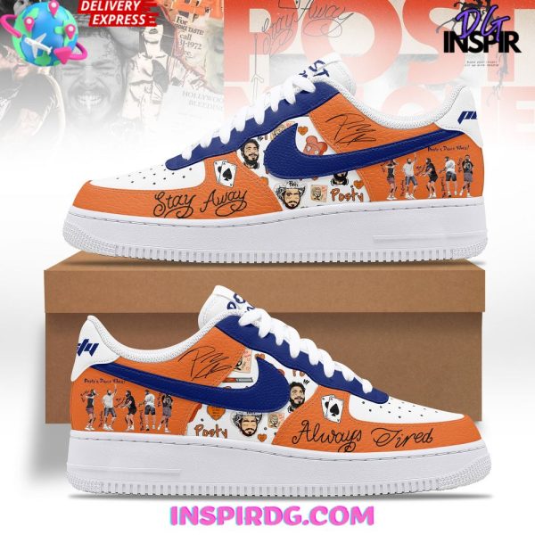 Post Malone Stay Away Always Tired Limited Nike Air Force 1 Post Malone Air Low-Top Sneakers Shoes For Men And Women