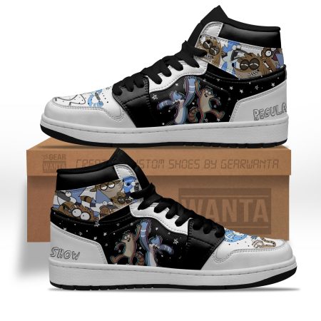 Regular Show Mordecai and Rigby AJ1 High Sneakers Shoes For Men And Women