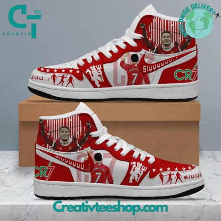 Ronaldo Manchester United  AJ1 High Sneakers Shoes For Men And Women
