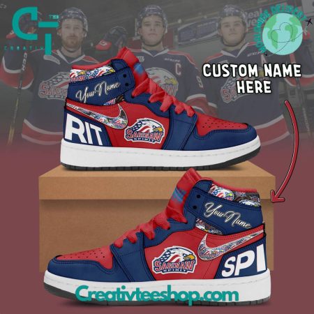 Saginaw Spirit  AJ1 High Sneakers Shoes For Men And Women