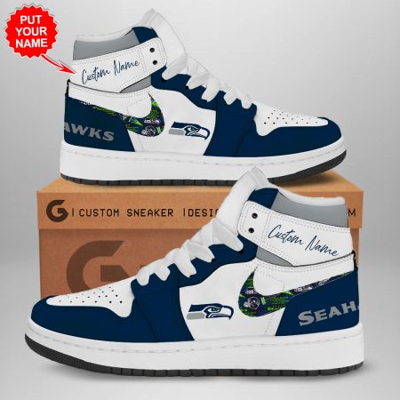 Seattle Seahawks AJ1 High Sneakers Shoes For Men And Women