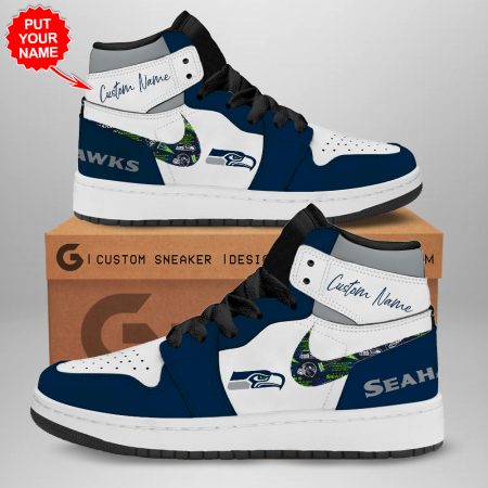 Seattle Seahawks AJ1 High Sneakers Shoes For Men And Women