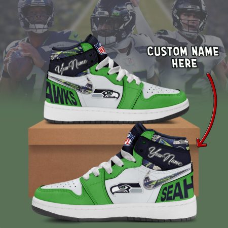 Seattle Seahawks AJ1 High Sneakers Shoes For Men And Women