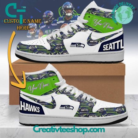 Seattle Seahawks AJ1 High Sneakers Shoes For Men And Women