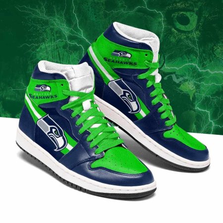 Seattle Seahawks NFL AJ1 High Sneakers Shoes For Men And Women