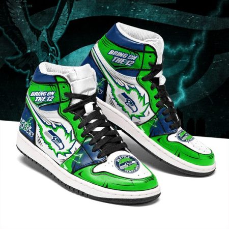 Seattle Seahawks NFL AJ1 High Sneakers Shoes For Men And Women