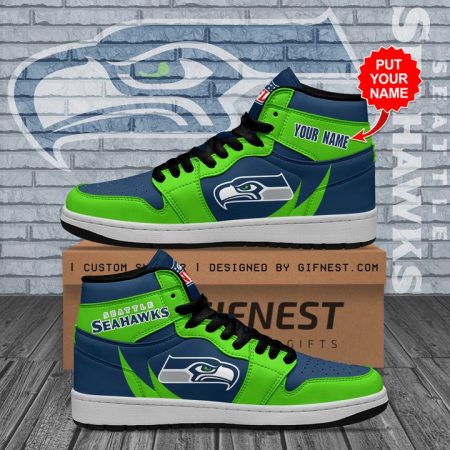 Seattle Seahawks NFL AJ1 High Sneakers Shoes For Men And Women