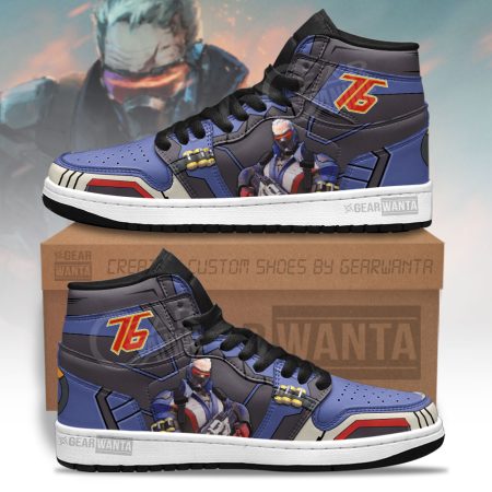 Soldier 76 Overwatch AJ1 High Sneakers Shoes For Men And Women