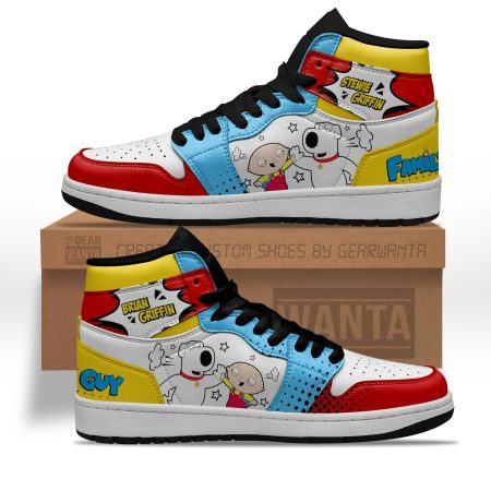 Stewie Griffin and Brian Griffin AJ1 High Sneakers Shoes For Men And Women
