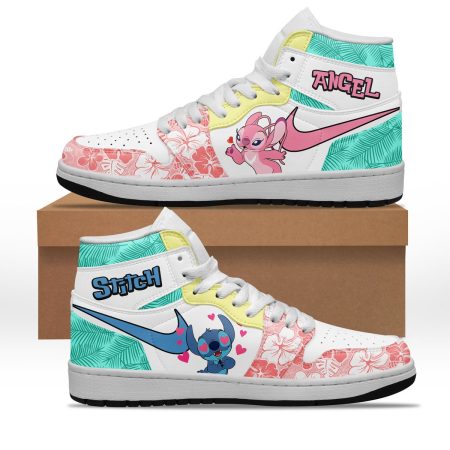 Stitch Angel AJ1 High Sneakers Shoes For Men And Women