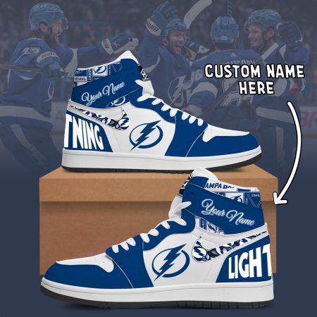Tampa Bay Lightning AJ1 High Sneakers Shoes For Men And Women
