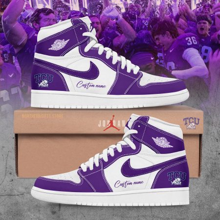 TCU Horned Frogs AJ1 High Sneakers Shoes For Men And Women