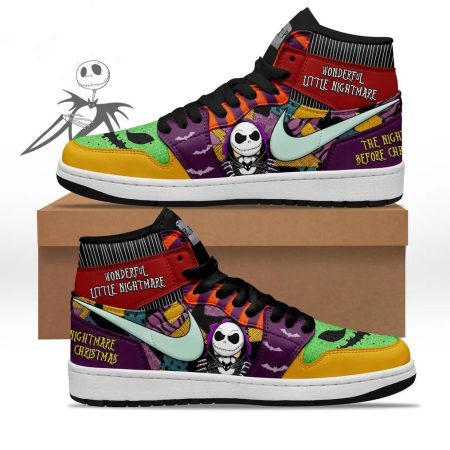 The Nightmare Before Christmas Skull AJ1 High Sneakers Shoes For Men And Women