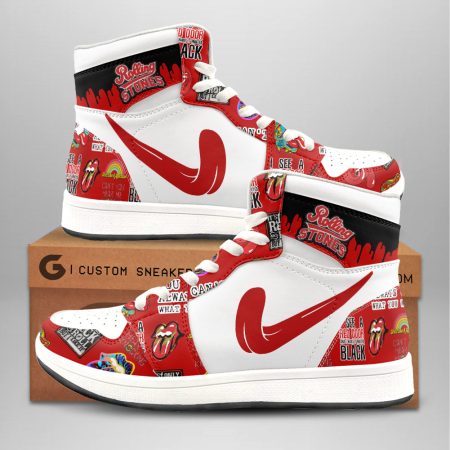 The Rolling Stones AJ1 High Sneakers Shoes For Men And Women