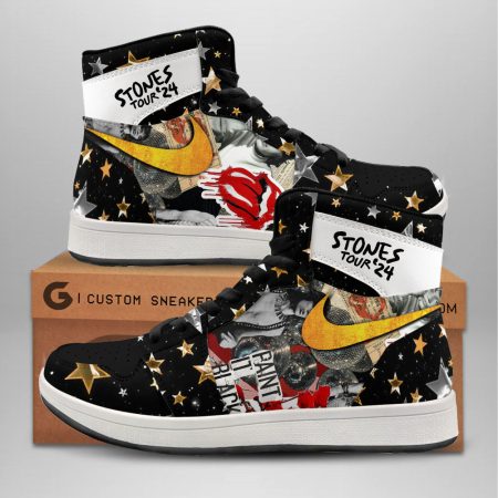 The Rolling Stones AJ1 High Sneakers Shoes For Men And Women