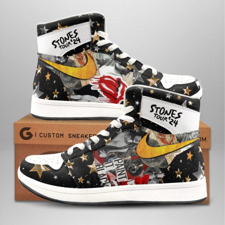 The Rolling Stones AJ1 High Sneakers Shoes For Men And Women