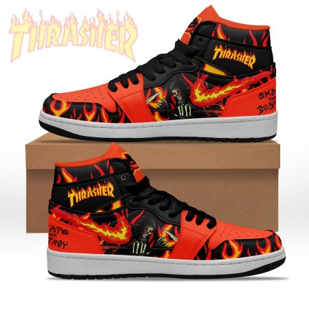 Thrasher Presents Skate and Destroy AJ1 High Sneakers Shoes For Men And Women