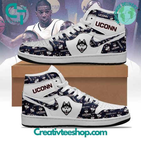 UConn Huskies  AJ1 High Sneakers Shoes For Men And Women