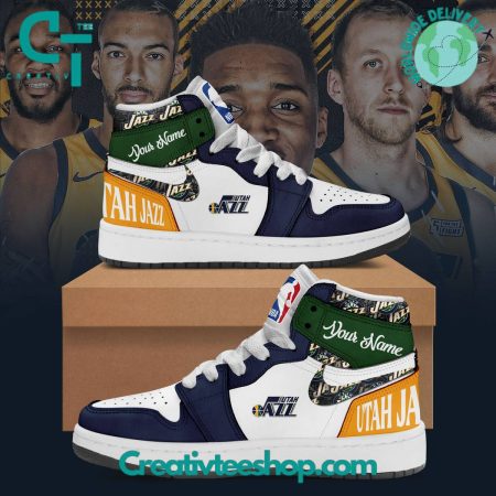 Utah Jazz AJ1 High Sneakers Shoes For Men And Women