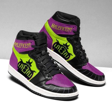 Villian Maleficent Purple Green AJ1 High Sneakers Shoes For Men And Women