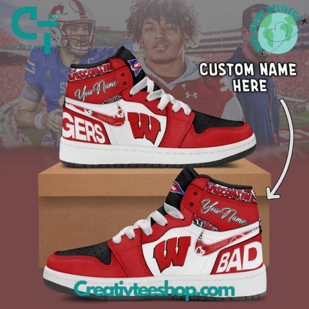 Wisconsin Badgers AJ1 High Sneakers Shoes For Men And Women