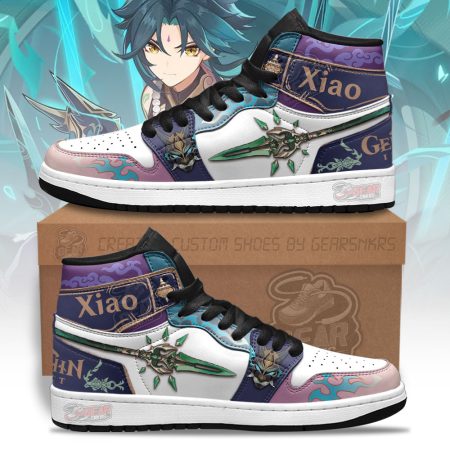 Xiao Weapon Genshin Impact AJ1 High Sneakers Shoes For Men And Women