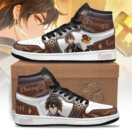 Zhongli Genshin Impact AJ1 High Sneakers Shoes For Men And Women
