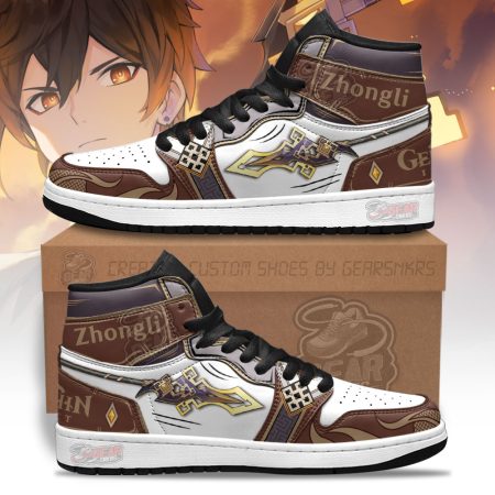 Zhongli Weapon Genshin Impact AJ1 High Sneakers Shoes For Men And Women
