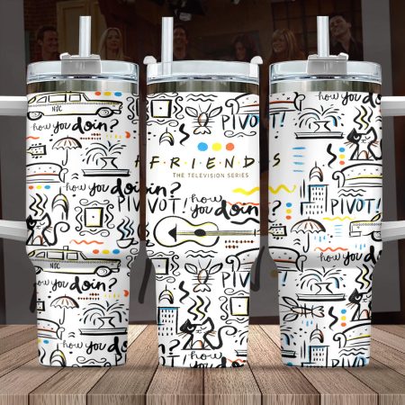 Friends TV Series Custom  Quencher 40oz Stainless Steel Tumbler HG With Handle
