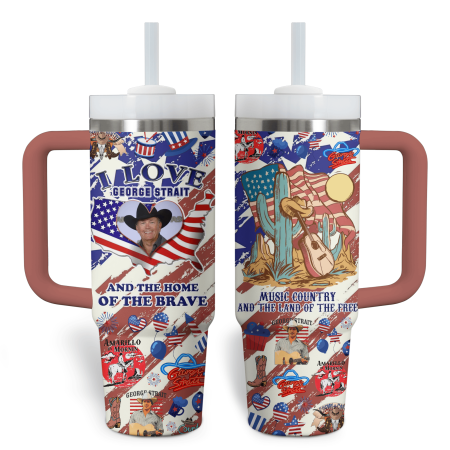 George Strait Music Custom Stanley Quencher 30oz or 40oz Stainless Steel Tumbler With Handle HG