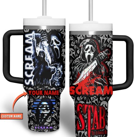 Ghostface Scream Movies Custom Stanley Quencher 30oz or 40oz Stainless Steel Tumbler With Handle HG