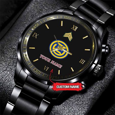 102nd Infantry Division Army Personalized Black Stainless Steel Watch