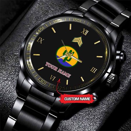103rd Infantry Division Army Personalized Black Stainless Steel Watch