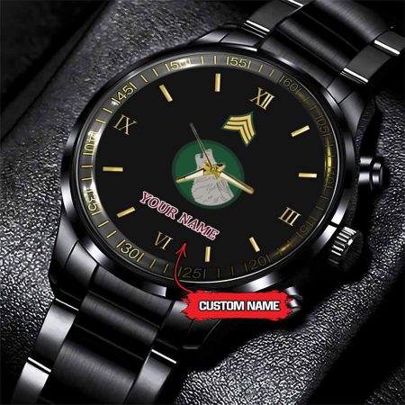 104th Infantry Division Army Personalized Black Stainless Steel Watch