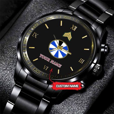 11th Infantry Division Army Personalized Black Stainless Steel Watch