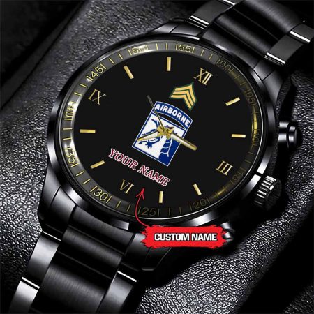 18th Airborne Corps Army Personalized Black Stainless Steel Watch