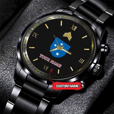 23rd Infantry Division Army Personalized Black Stainless Steel Watch
