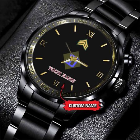 26th Infantry Division Army Personalized Black Stainless Steel Watch
