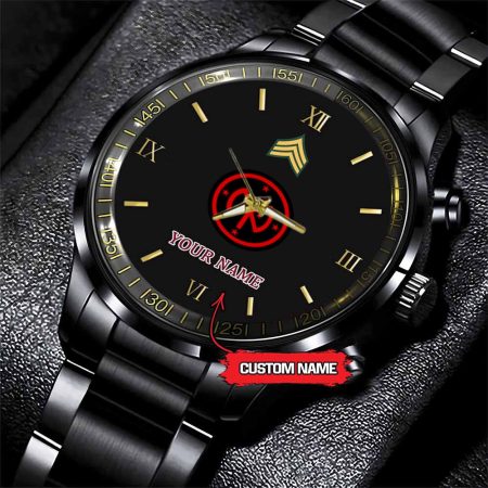 27th Infantry Division Army Personalized Black Stainless Steel Watch