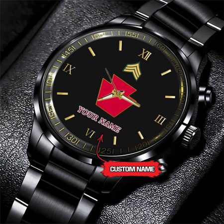 28th Infantry Division Army Personalized Black Stainless Steel Watch
