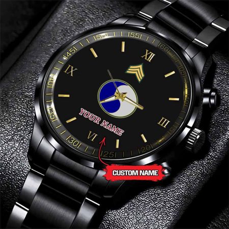 29th Infantry Division Army Personalized Black Stainless Steel Watch
