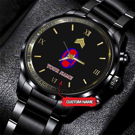 30th Infantry Division Army Personalized Black Stainless Steel Watch
