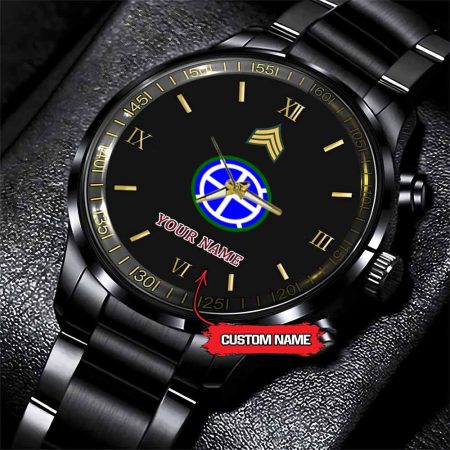 35th Infantry Division Army Personalized Black Stainless Steel Watch